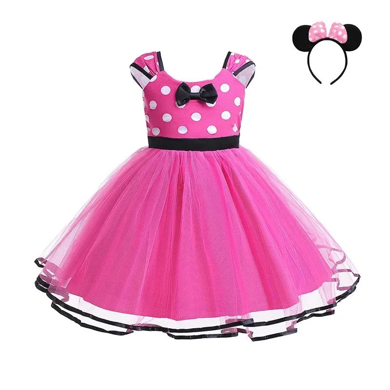Robe Minni Mouse pour bébés filles, costume Cosplay, fête d'anniversaire, pois, mignon, carnaval, fê