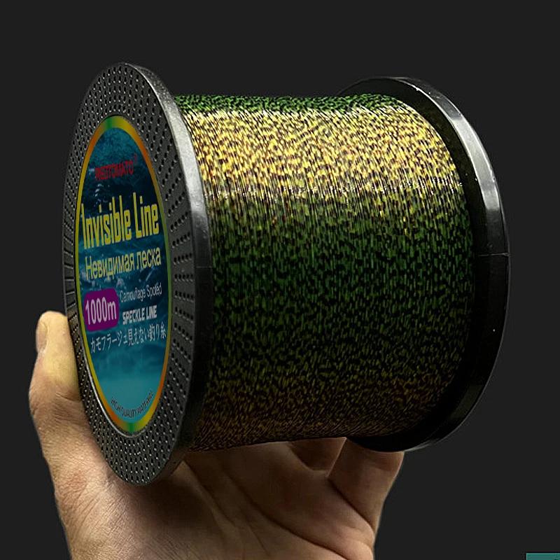 Ligne de pêche Invisible de 1000m, Monofilament tacheté, fil de Camouflage 3D coulant en Nylon, lign