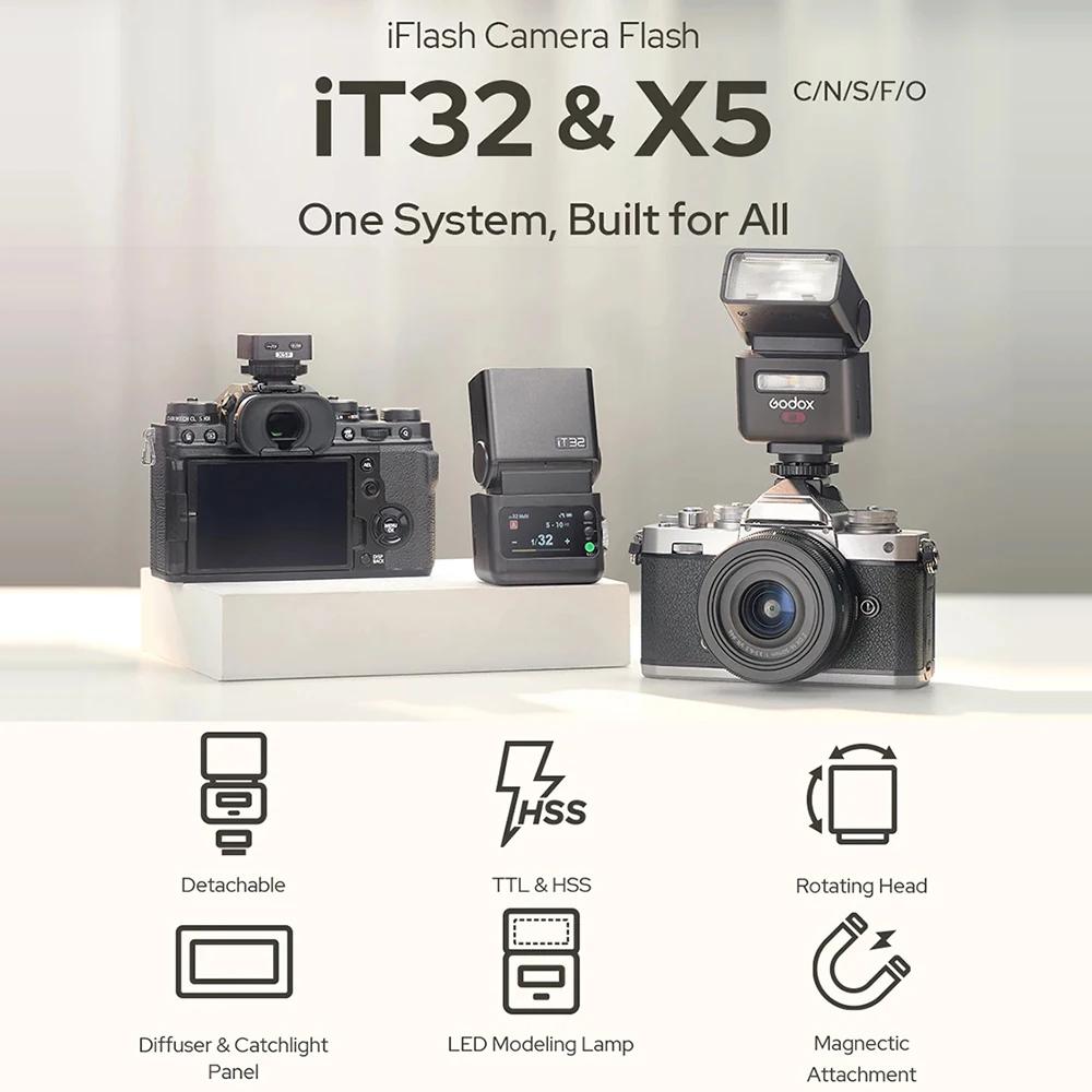GODOX iFlash iT32 C/N/S/F/O détachable HSS TTL écran tactile Li-ion caméra Flash 2.4G Flash pour Can