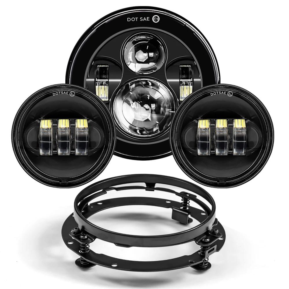 Phare LED pour Moto de 7 pouces, avec 4-1/2 pouces, 4.5 pouces, feu de croisement antibrouillard aux