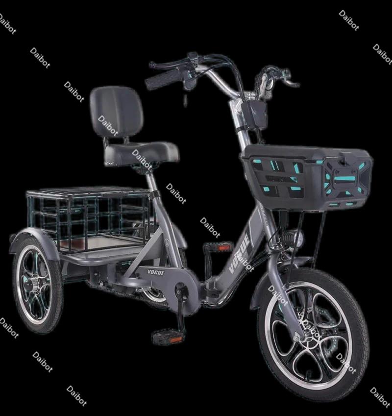 Tricycle électrique pliable pour adultes, batterie au Lithium amovible, étanche avec 2 paniers, 400w