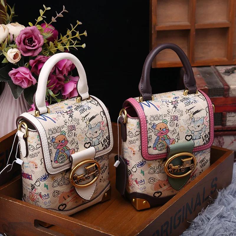 Sac à poignée supérieure Graffiti de grande capacité, sacs à bandoulière simples pour femmes, petit 