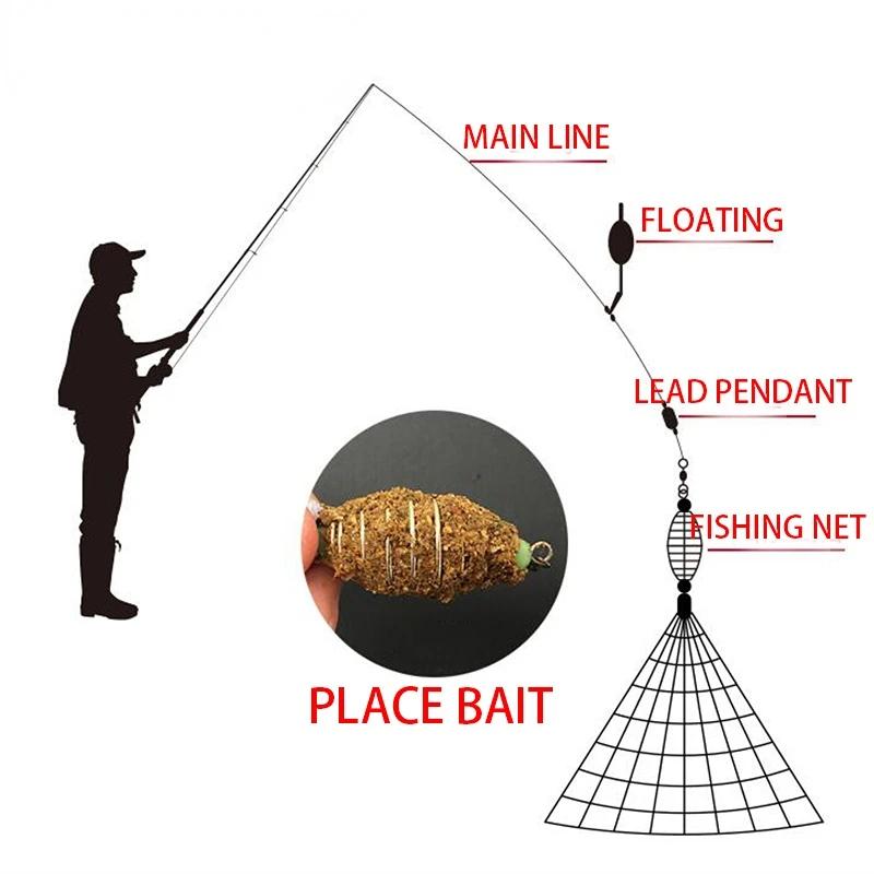 Filet de pêche en forme de 11 tailles, piège à perles lumineuses, filet pour poissons de mer, concep