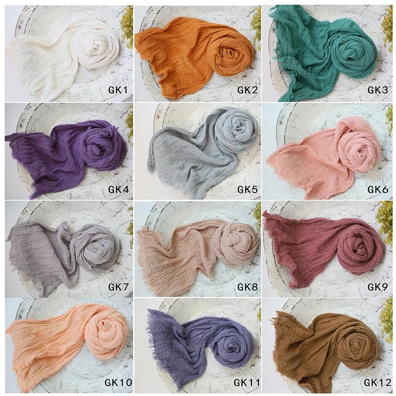 Seersucker-Accessoires de photographie pour nouveau-né, gaze de coton douce, couverture d'emmaillota