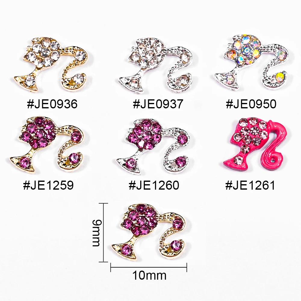 Strass pour ongles en cristal, tête de fille mignonne 3D, 9x10mm, queue de cheval haute, plein de di