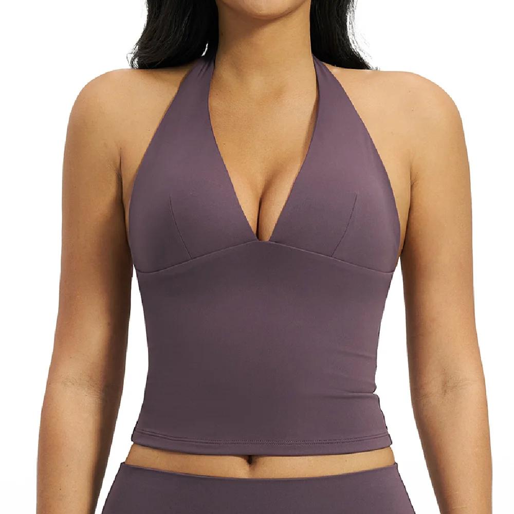 Soutien-gorge de sport sexy à décolleté plongeant pour femme, idéal pour le yoga, la gym, la course 