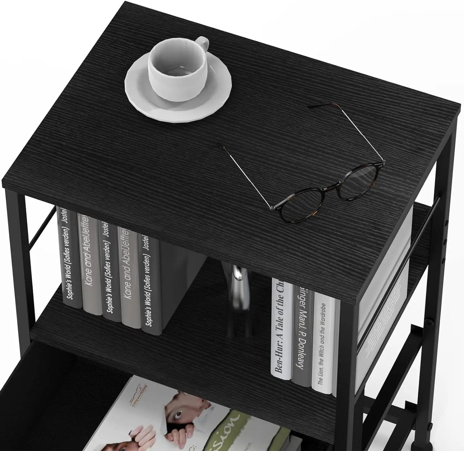 Table de oral et avec Étagère de Rangement pour Chambre à Coucher, Ensemble de 2 Tables de oral et
