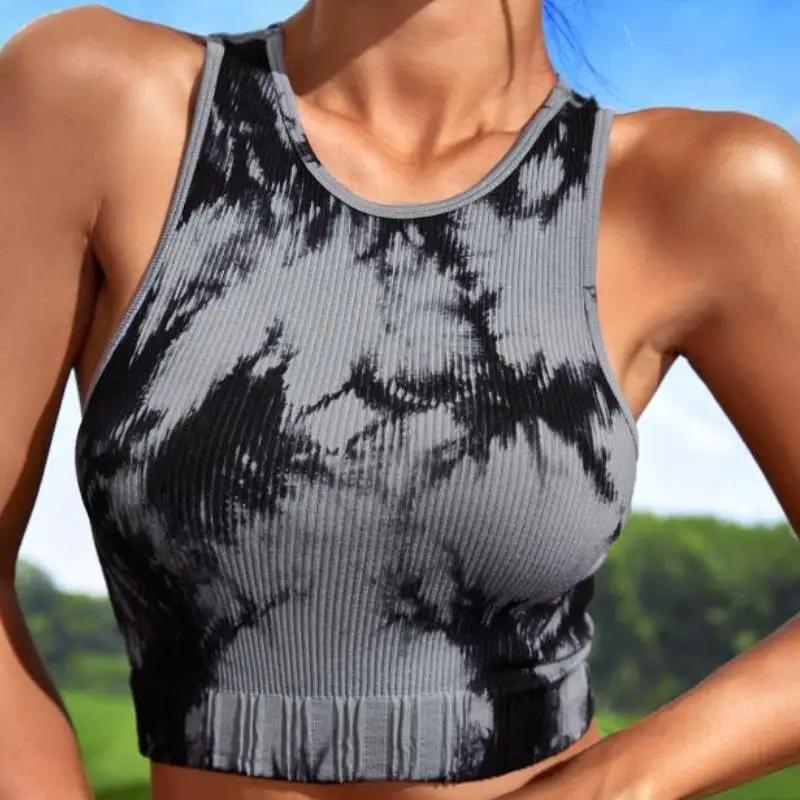 Débardeur court femme sans manches décontracté - Top été teinture par nouage style bohème