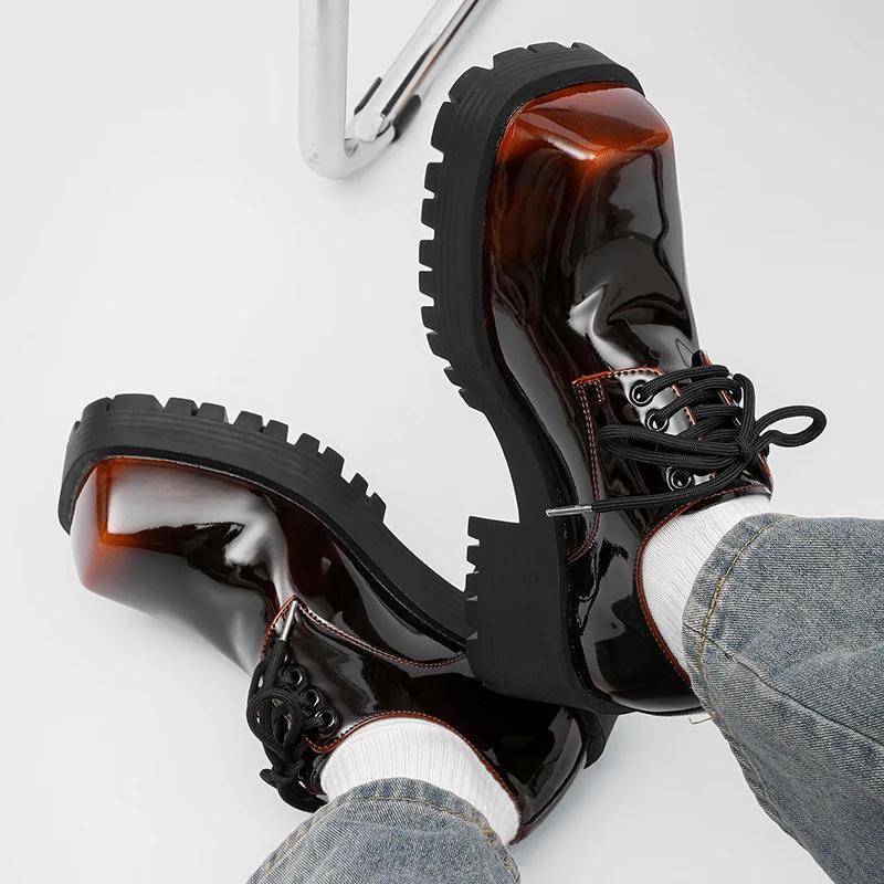 Chaussures en cuir à semelles épaisses pour hommes, style design de luxe, travail, bureau, mode fête