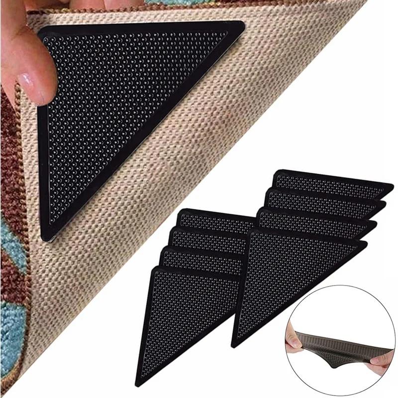 4 pièces 8 pièces/ensemble Triangle lavable réutilisable tapis pince anti-dérapant tapis en caoutcho