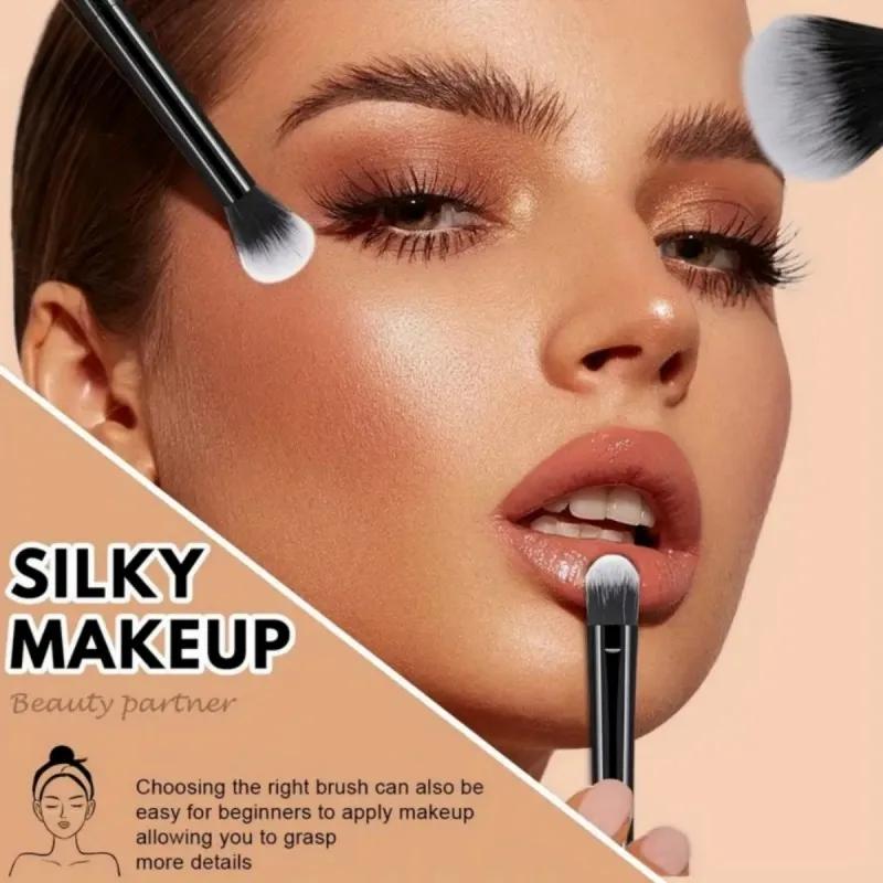 Ensemble de pinceaux de maquillage noirs multifonctionnels, 9 pièces, avec 1 œuf de beauté, poils so