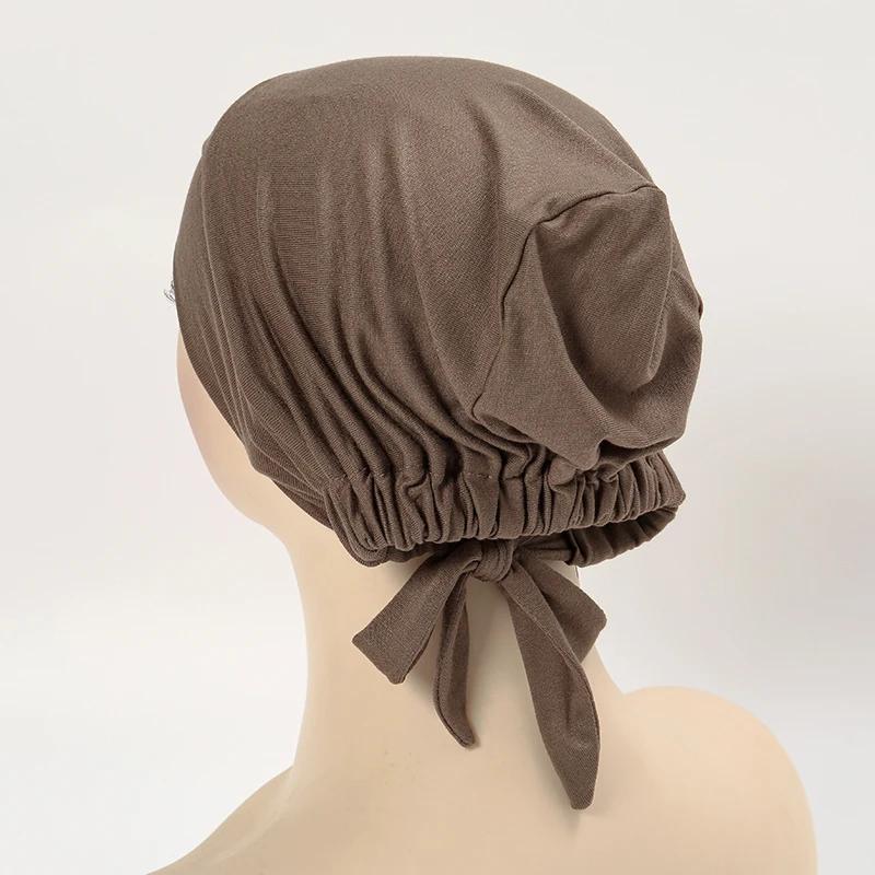 Hijab intérieur croisé en coton pour femmes musulmanes, sous-écharpe, dos réglable, bande intérieure