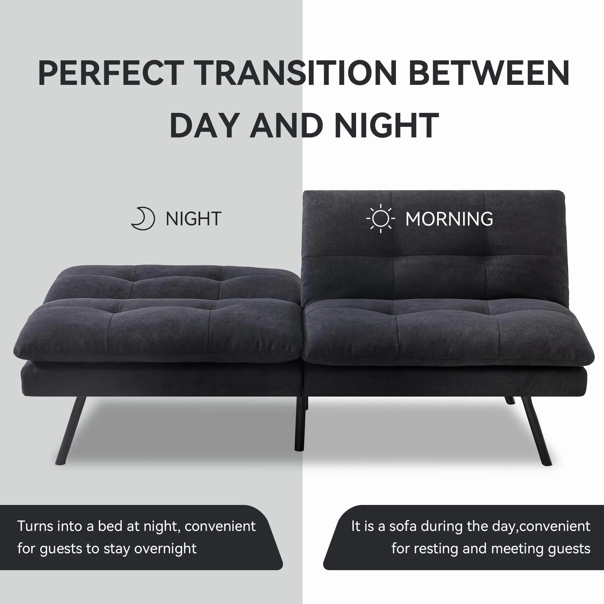 Hcore-Canapé-lit en mousse à mémoire de forme, sofa convertible, causeuse noire pour petits espaces,