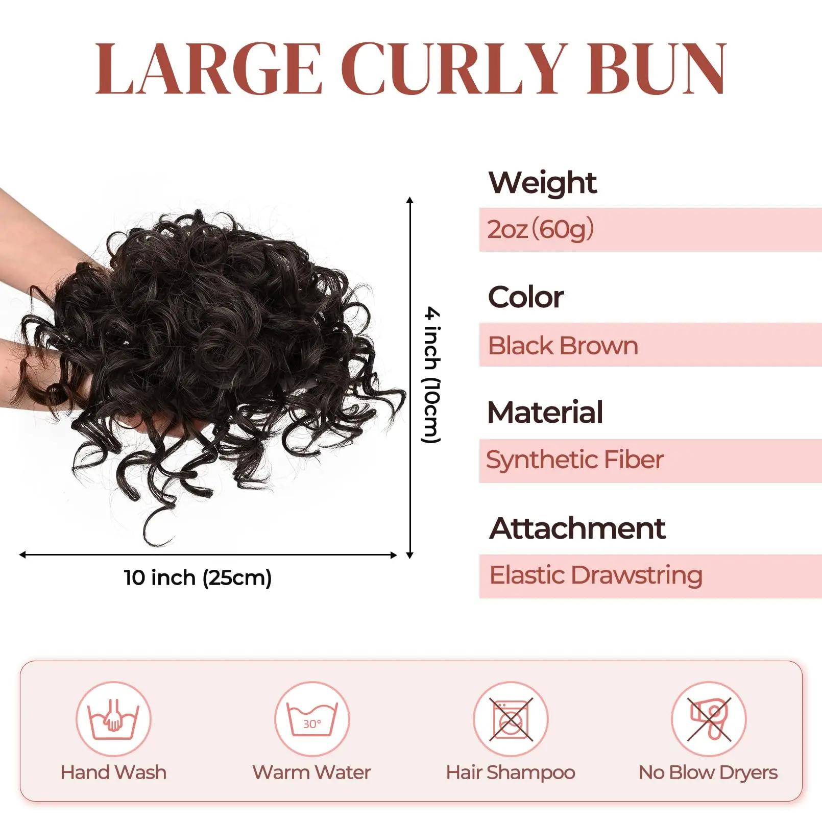Chignon synthétique en désordre, 60g, cordon élastique, vague lâche, bouclé, Extensions de cheveux p