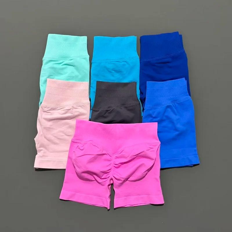 Short de sport pour femmes, short de motard, Fitness, taille haute et serrage de la taille, short de