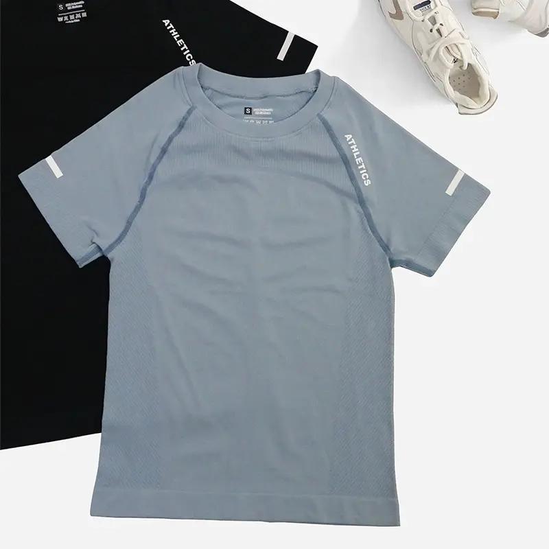 T-shirt de yoga sans couture pour femme, haut de fitness 2 pièces, chemises d'entraînement athlétiqu
