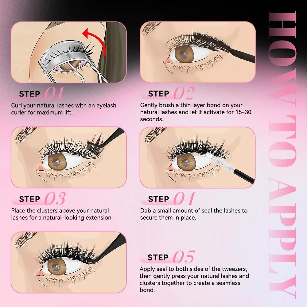 UCoolMe cils Venus 132 pièces Kit de grappes à portée plus large avec dissolvant de liaison et de jo