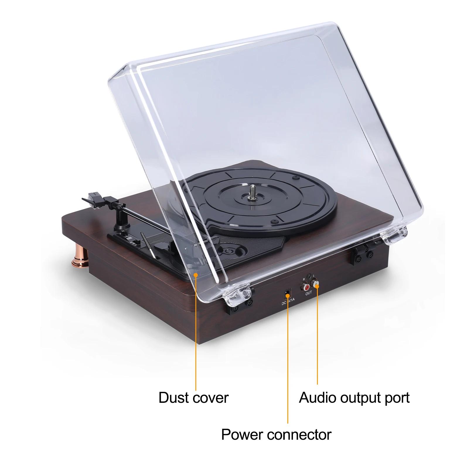 Lecteur de disque vinyle rétro avec couvercle anti-poussière, lecteur de disque de Style nostalgique
