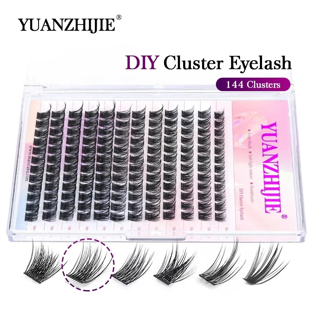 Bricolage 144 cils en grappe YUANZHIJIE livraison gratuite faisceau segmenté naturel C/D Curl cils d