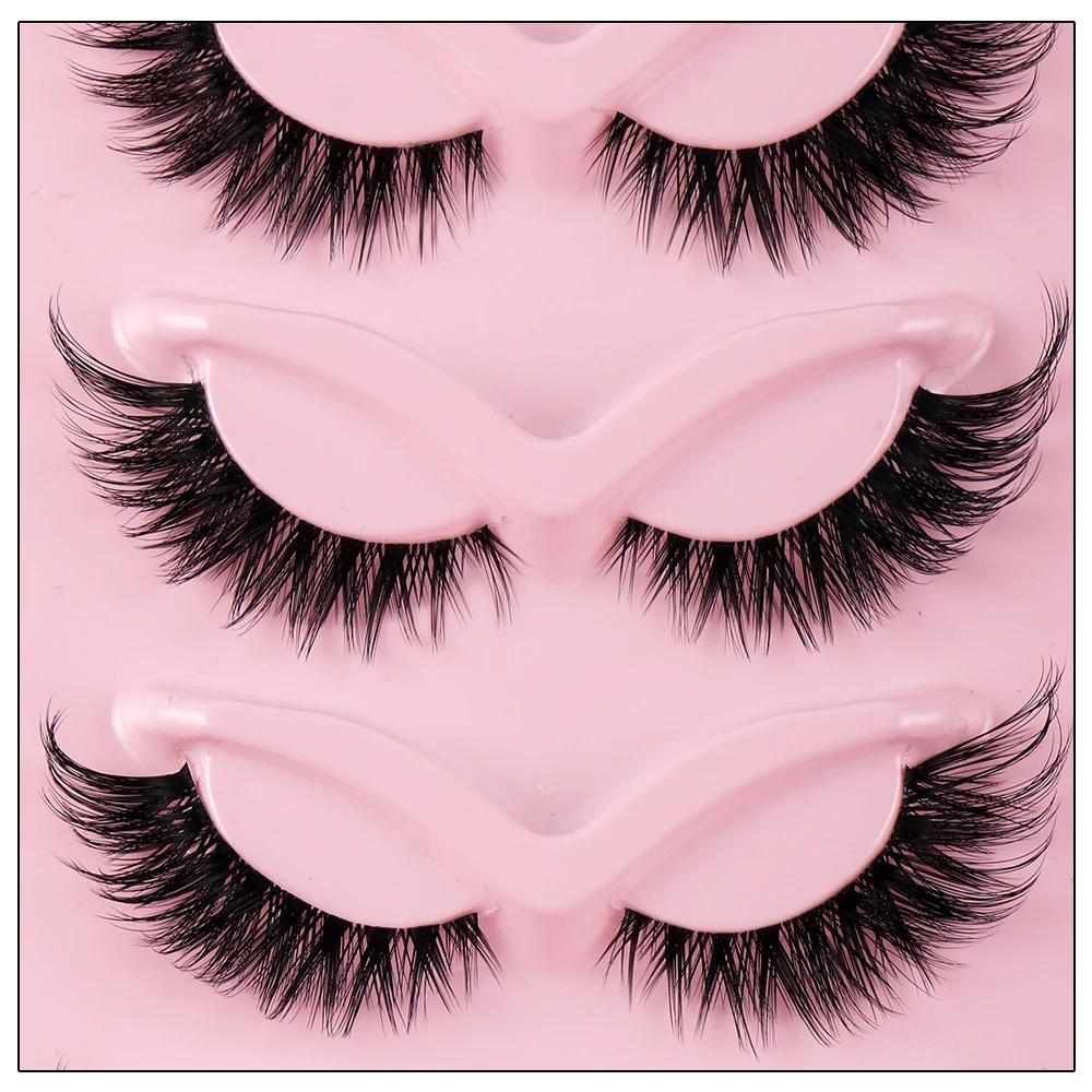 5 paires de cils yeux de chat Faux cils de vison naturel longs cils Manga extrémité ailée cils allon