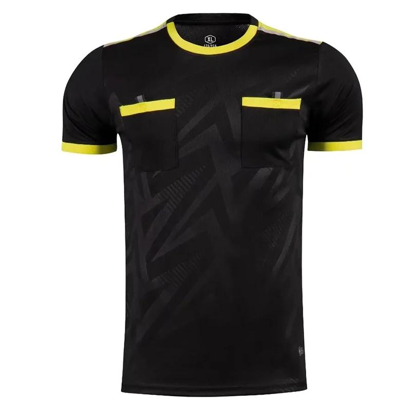 Uniformes d'arbitre professionnels pour hommes, maillots de football avec poches, chemise d'équipe à