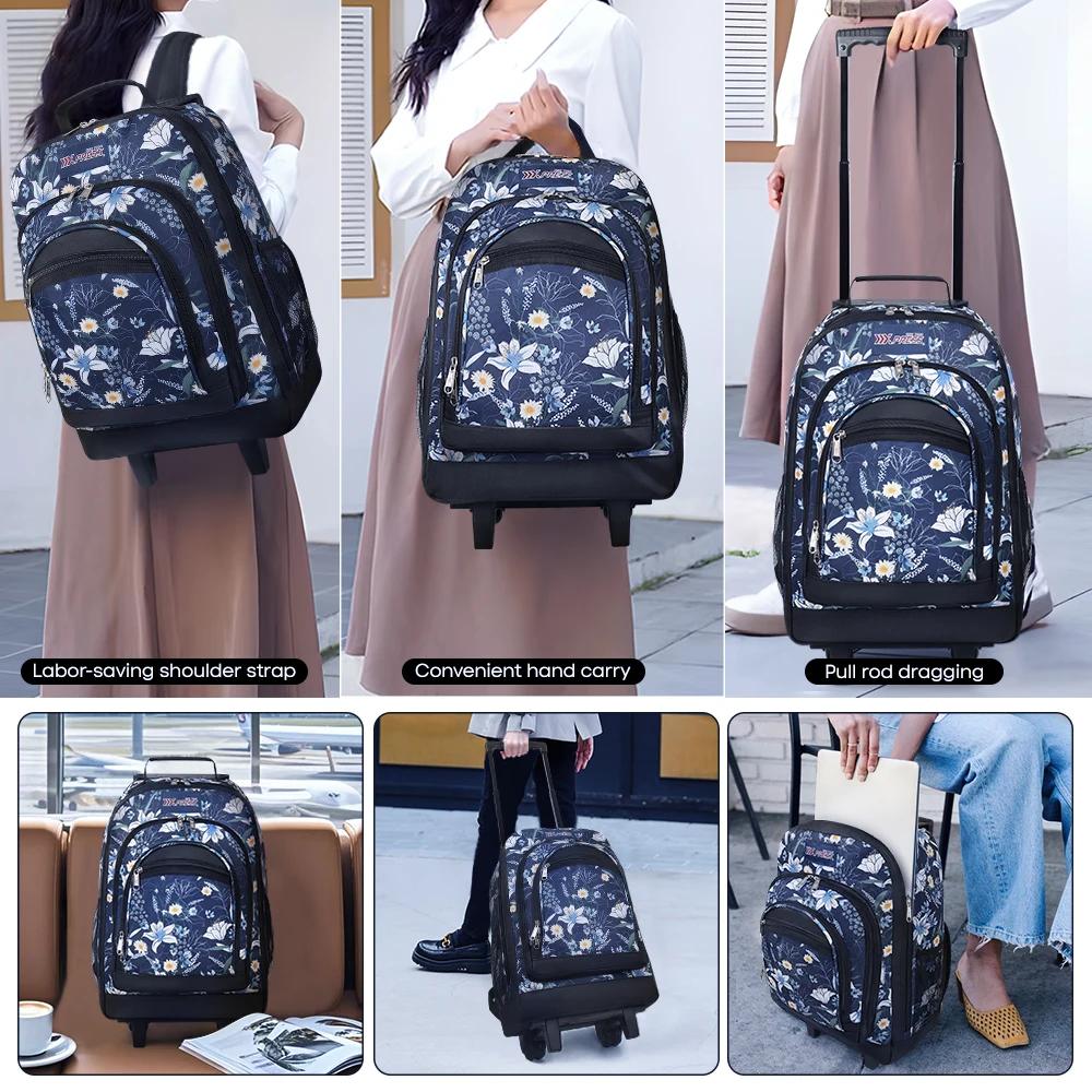 Sacs à dos roulants de grande capacité pour adultes, valise à roulettes, sac à roulettes, sac à dos 