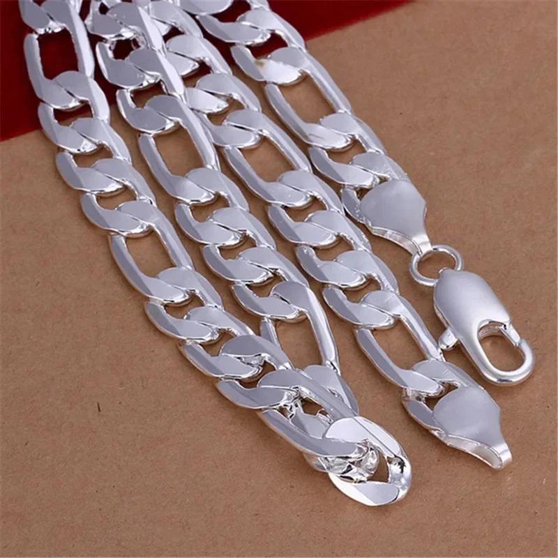 Collier en argent Sterling 925 massif pour hommes, chaîne cubaine classique de 12mm, breloque de 18 