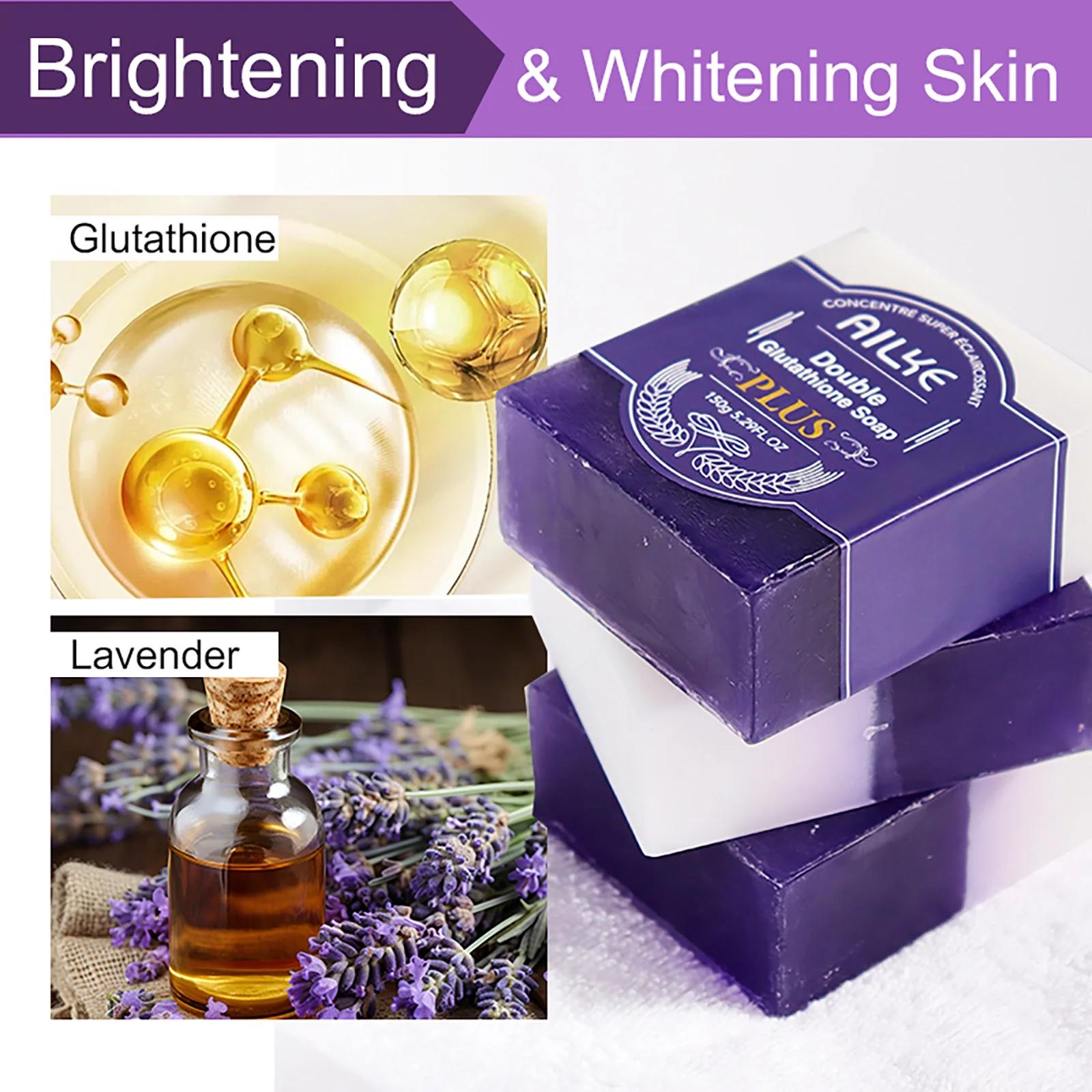 AILKE Barre de savon éclaircissante, avec glutathion et lavande organiques, pour le visage, le corps