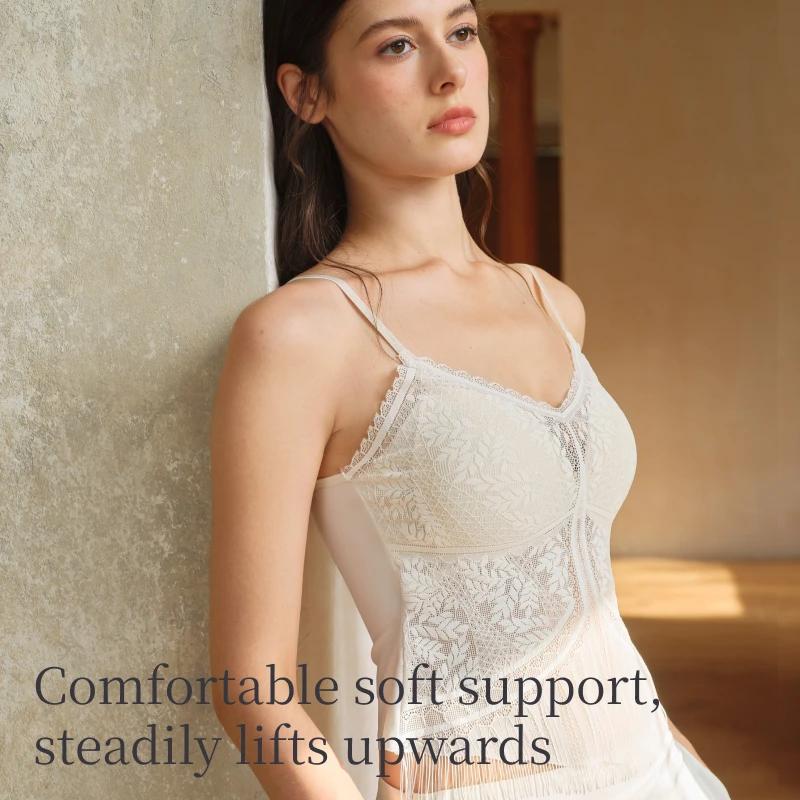 SUJIIN Sexy dentelle Camisole débardeurs femmes 2025 été sans manches beau dos haut dame Simple t-sh