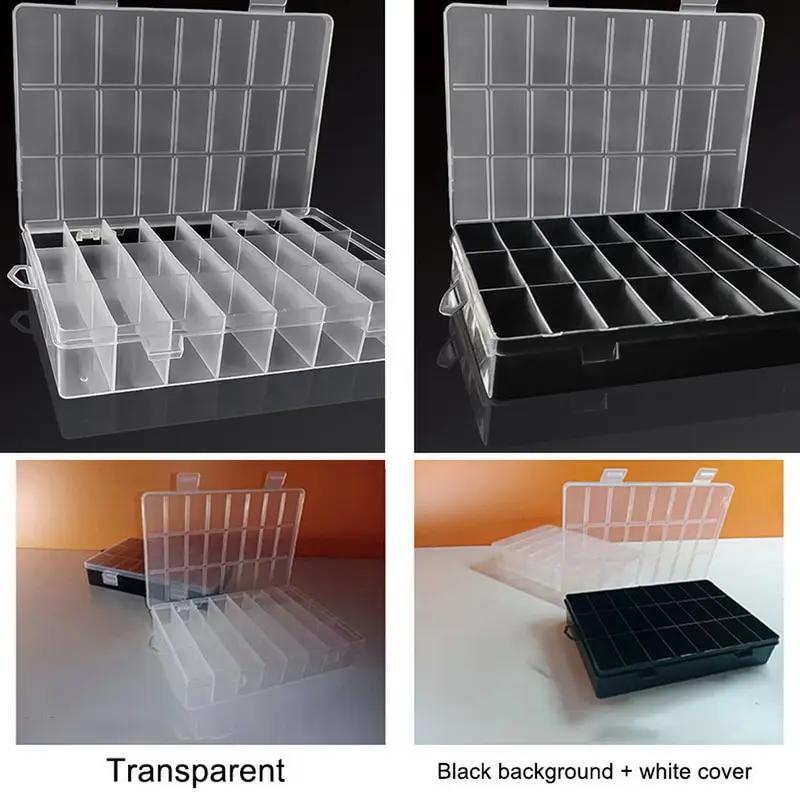 Boîte de rangement en plastique à 24 grilles, boîte de rangement pour bijoux, boucles d'oreilles, co