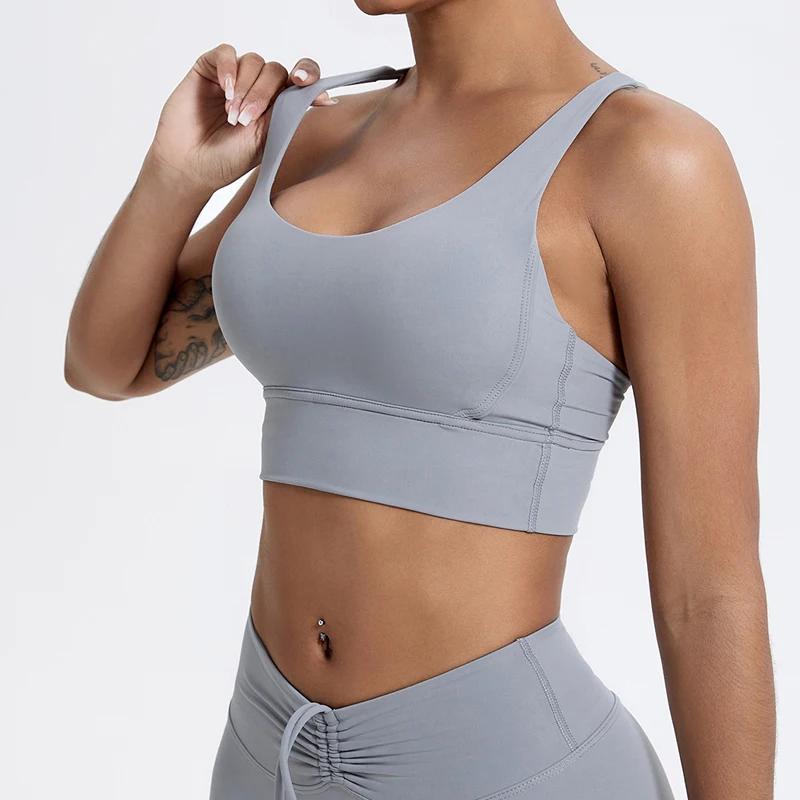 Soutien-gorge de sport Push up femme - Brassière d'entraînement antichoc dos croisé fitness yoga