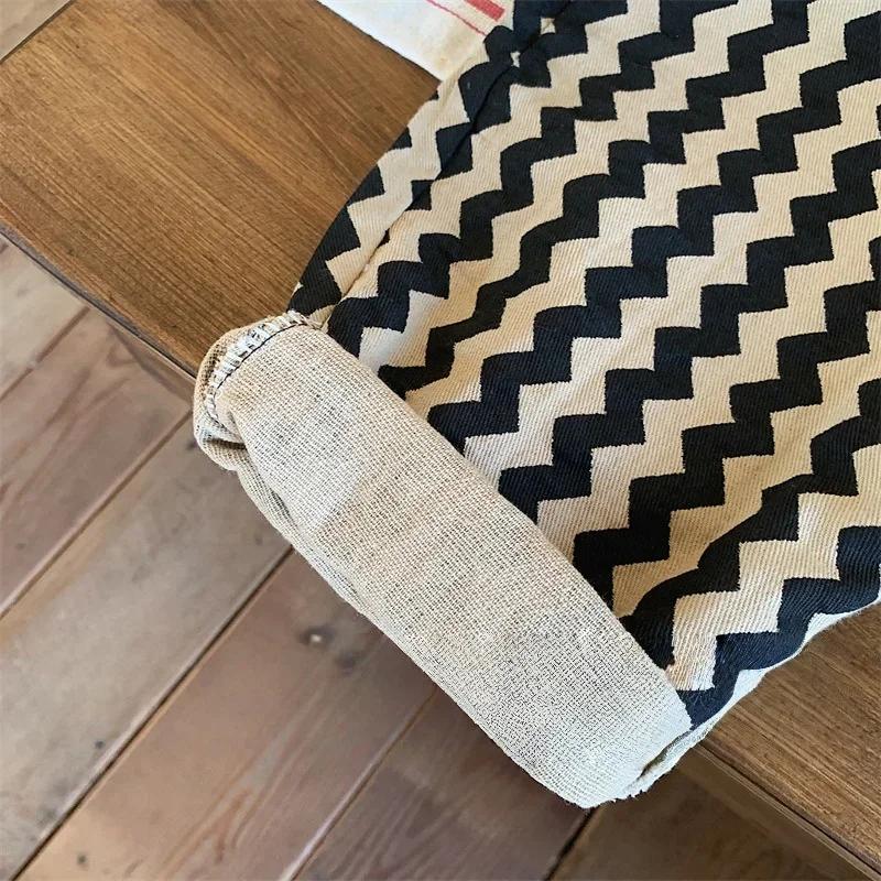 Nouveau pantalon large à rayures zigzag pour enfants, taille élastique, avec poches, pour garçons et