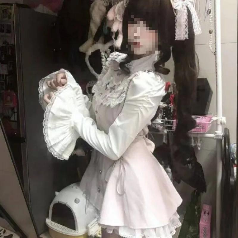Robe gothique Lolita d'automne 2025, avec nœud noir, cœur doux, robe courte élégante à manches longu