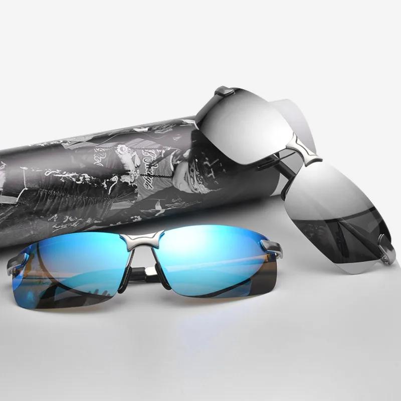 Lunettes de soleil polarisées classiques en métal pour hommes, mode, conduite, pêche, demi-monture, 