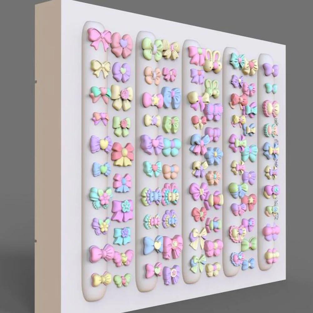 Moule à ongles en Silicone avec nœud papillon 3D, 90 formes, ruban doux, modèles d'ongles, bricolage