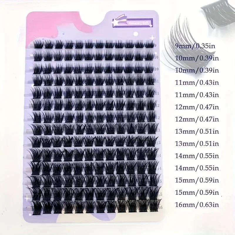 Faux cils grappes DIY, 14 rangées d'imitation de fourrure de vison vrais cils et faux, extension de 