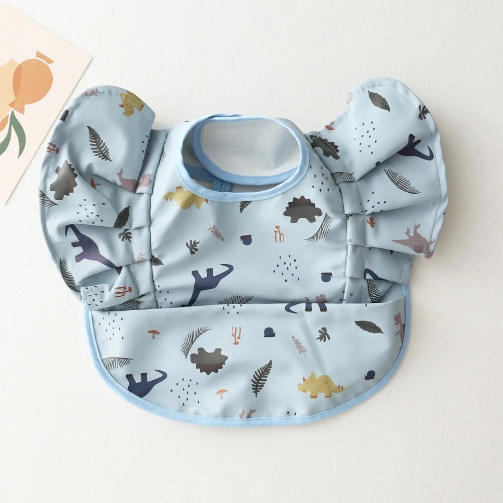 INS Style nordique bavoirs bébé imperméable à manches courtes avec poche alimentation bavoir impermé
