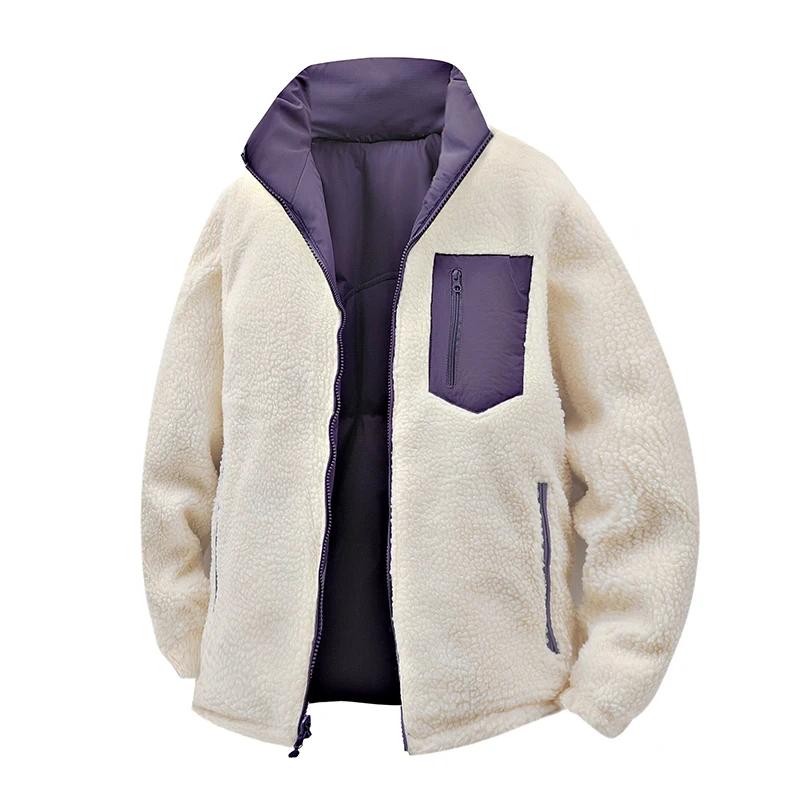 Veste d'extérieur rembourrée en coton et peau d'agneau Double face pour hommes, veste d'hiver rembou