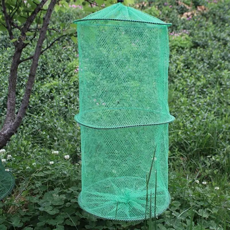 Filet de pêche rond pliant en Nylon, maille métallique, pour crabe, crevettes, piège à méné, atterri
