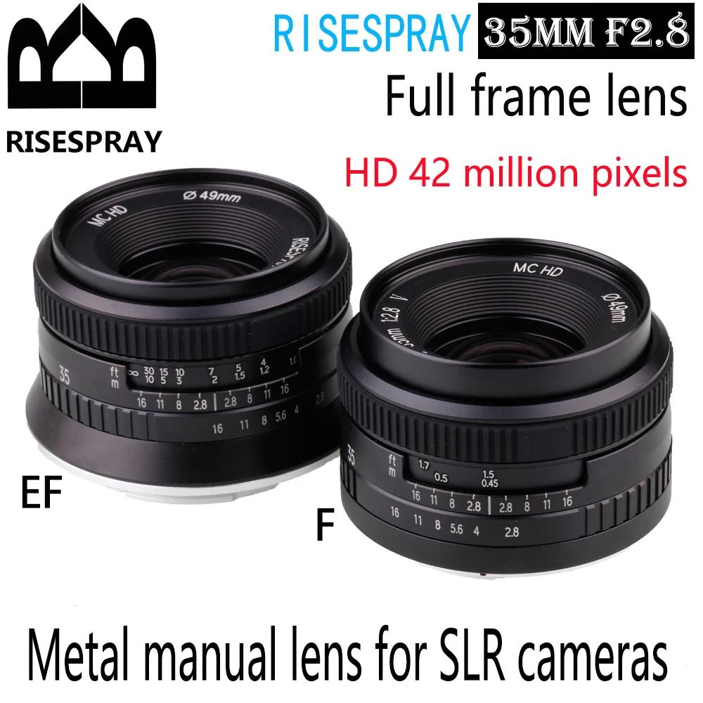 RISESPRAY 35MM F2.8 métal manuel grand angle objectif fixe HD 42 millions de pixels objectif SLR pou