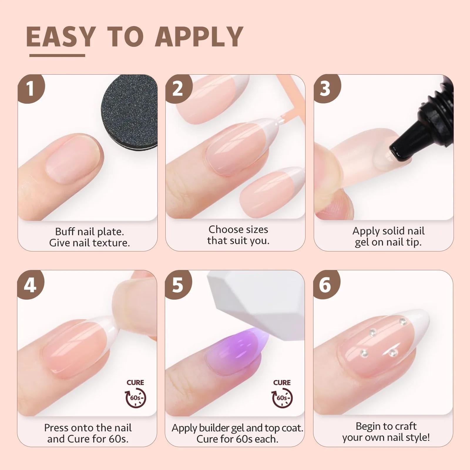 150 pièces multi-tailles faux ongles presse sur ongles acryliques amande français portant armure amo