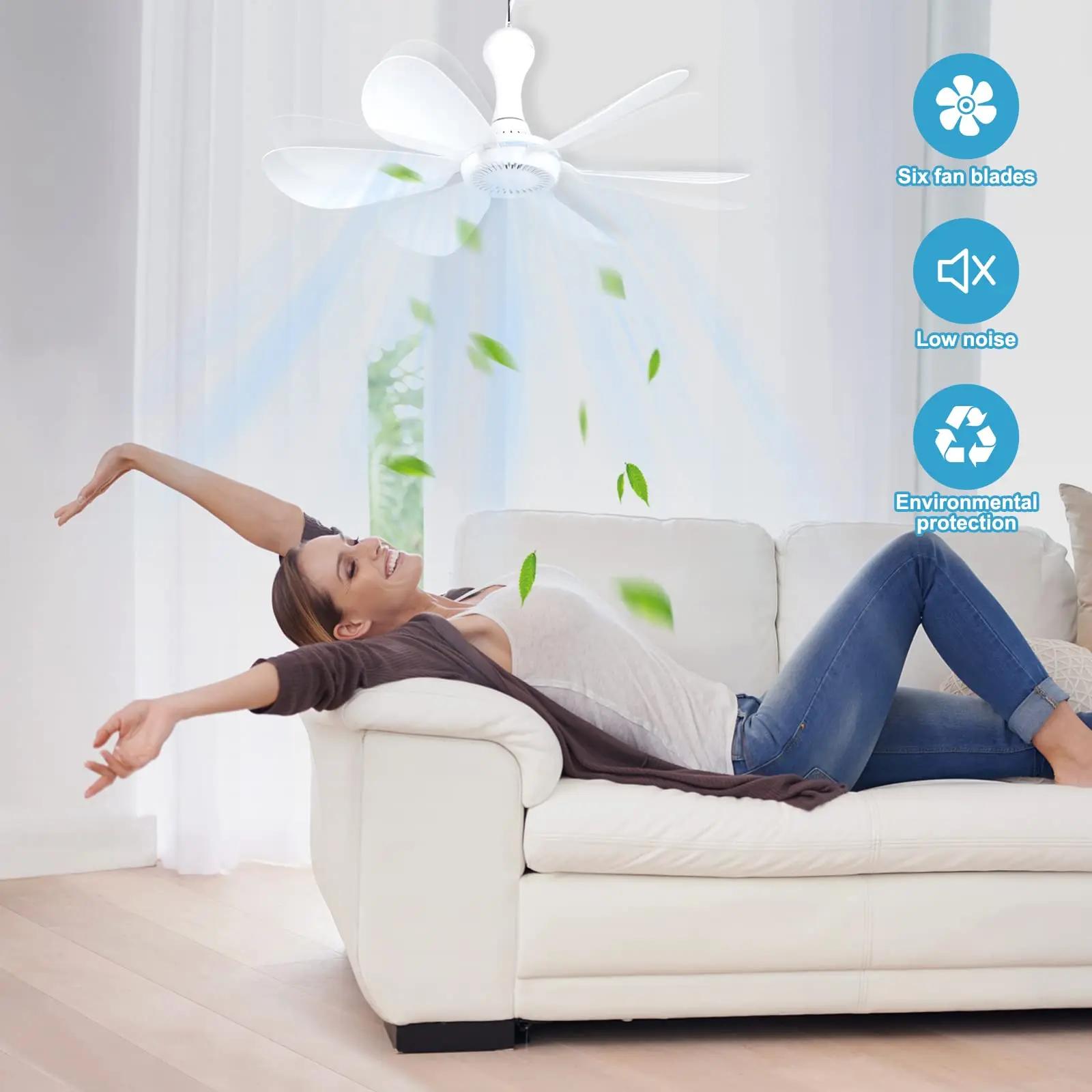 Ventilateur de Plafond Silencieux avec Télécommande, Synchronisation, 4 Vitesses, pour Camping, Lit,