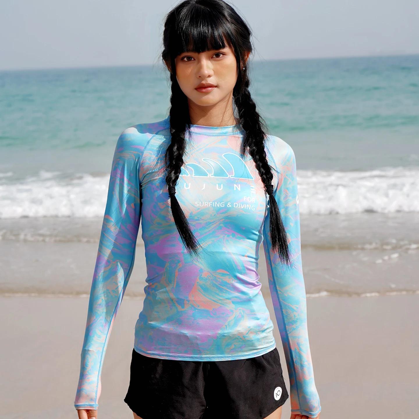 Nu-juin chemises de surf à manches longues femmes UPF50 + maillot de bain anti-éruption respirant co