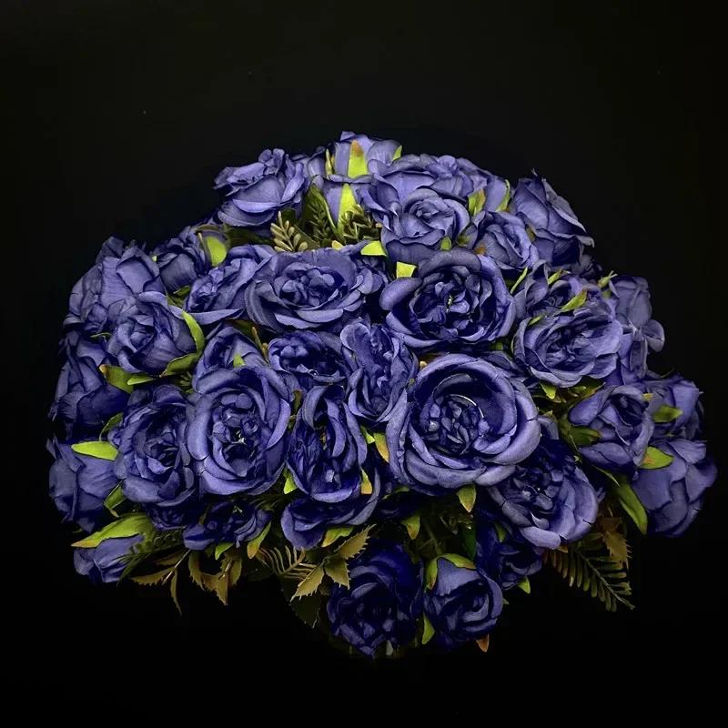 Vintage 8 têtes fleurs artificielles soies pivoine vert Rose pour décorations faux Fower mariage bur