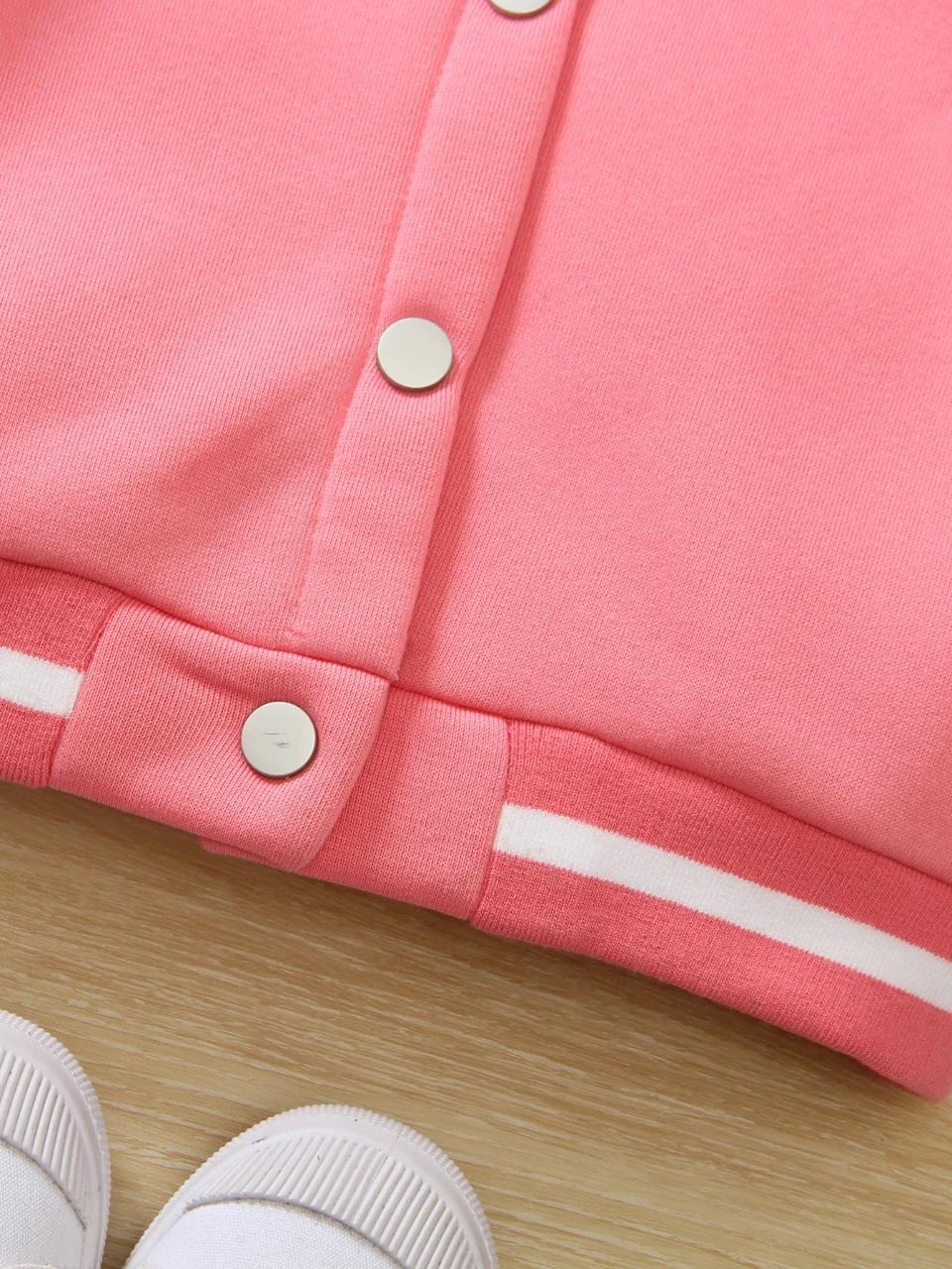 Vestes de Baseball roses décontractées et à la mode pour filles, automne et hiver, avec motifs impri