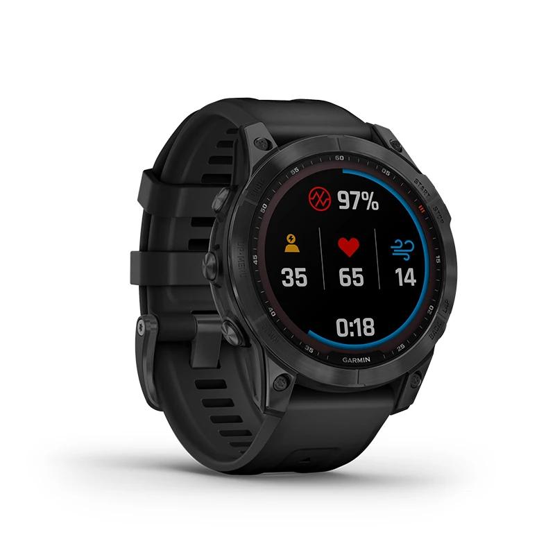 Garmin Fenix 7 solaire DLC sang oxygène fréquence cardiaque double fréquence GPS course marche neige