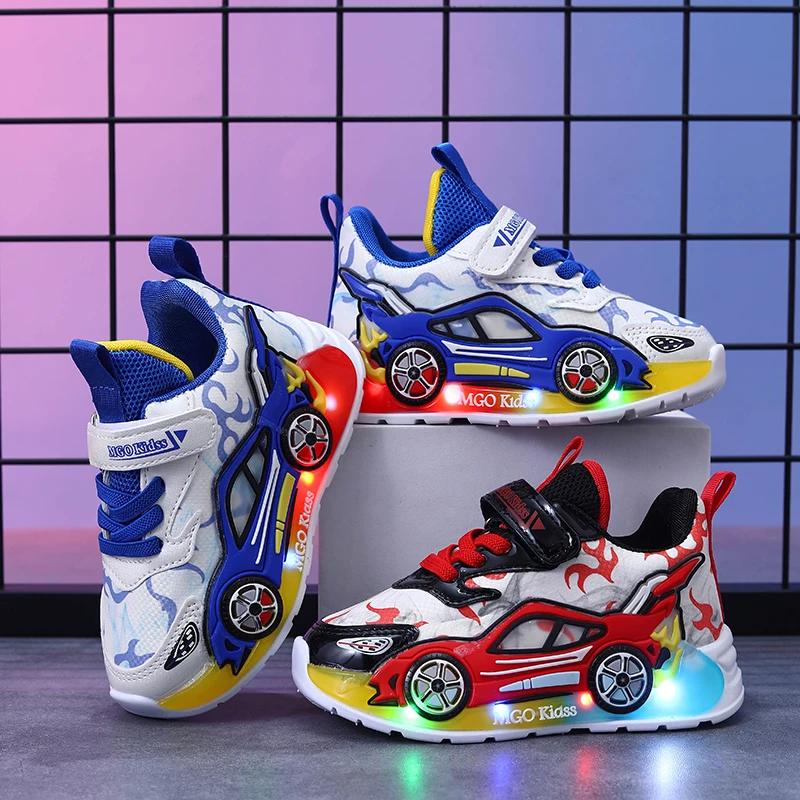 Mgo Kids printemps et automne nouvelles chaussures de sport pour garçons en forme de voiture chaussu
