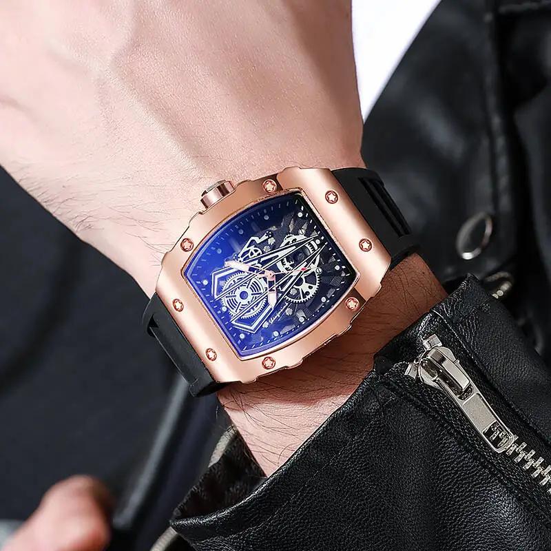 1/2 pièces mode hommes montres de luxe grand cadran montre à Quartz décontracté bracelet en Silicone