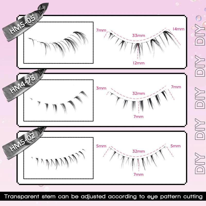 10 paires de cils inférieurs Manga, bande transparente, vaporeux, petite flamme sous les yeux, maqui