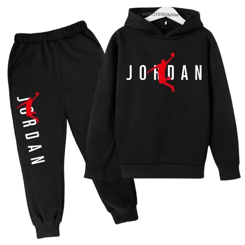 Enfants loisirs lettre imprimer 2 pièces sweat à capuche + pantalon survêtements 3-13 ans garçons fi